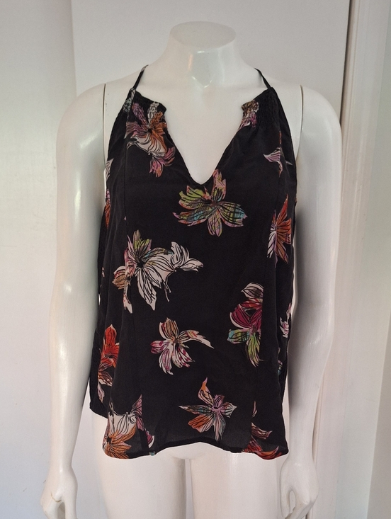 Maeve Tops - EUC Maeve Black Floral Halter Tank Top Camisole with Multicolor Blooms